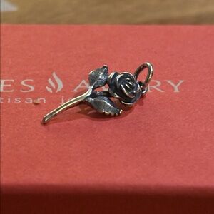 New Retired James Avery Rose Charm Sterling Silver Flower Pendant Uncut Loop